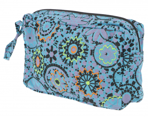Boho cosmetic bag, small bag from Nepal - turquoise - 15x21x6 cm 