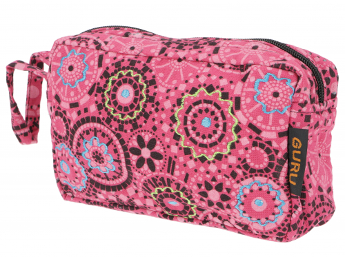 Boho cosmetic bag, small bag from Nepal - pink - 15x21x6 cm 