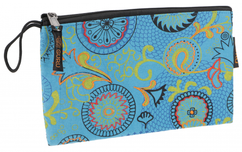 Boho cosmetic bag, small bag from Nepal - turquoise - 15x23x3 cm 