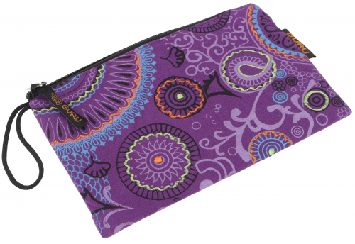 Boho cosmetic bag, clutter bag from Nepal - purple - 15x23x3 cm 