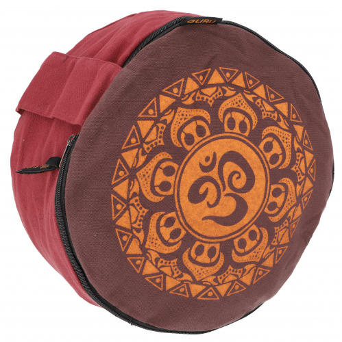 Yoga cushion, printed meditation cushion with spelt filling - wine red/orange - 13x30x30 cm  30 cm