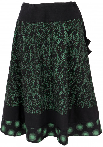 Knee-length swing skirt - black/green