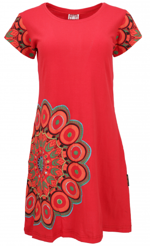 Hippie mini dress boho chic, alternative tunic Flora - red