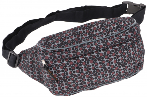 Large printed fabric belt bag, crossbody bag, hip bag - black - 15x20x5 cm 