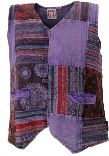 Goa vest, psytrance patchwork men`s vest - purple