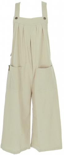 Airy dungarees, ethno style boho oversize one-piece, overall - linen colored