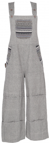 Wide dungarees, ethno style boho oversize one-piece, overall - gray
