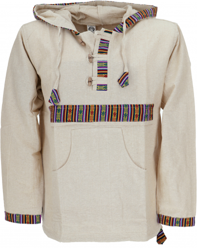 Yoga shirt, goa shirt, ethnic sweatshirt, lightweight casual hoodie - linen color