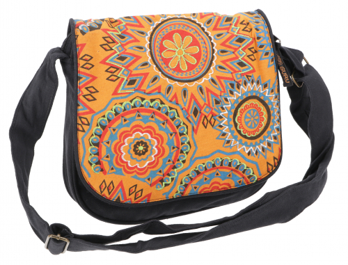 Shoulder bag from Nepal, embroidered mandala bag - orange - 23x24x12 cm 