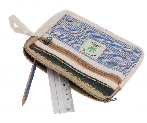 Ethno cosmetic bag, pencil case, utensil case - blue - 12x15x3 cm 