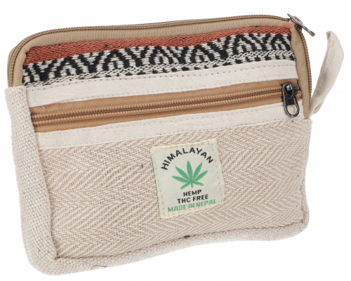 Ethno cosmetic bag, pencil case, utensil bag - natural - 12x15 cm
