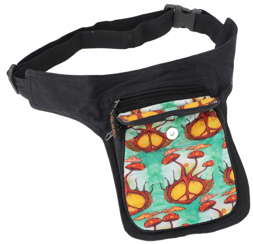 Retro festival sidebag, Nepal belt bag with psychedelic print - Peace - 25x15x5 cm 
