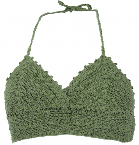Crochet top, bikini top, beach top, hippie bra - green