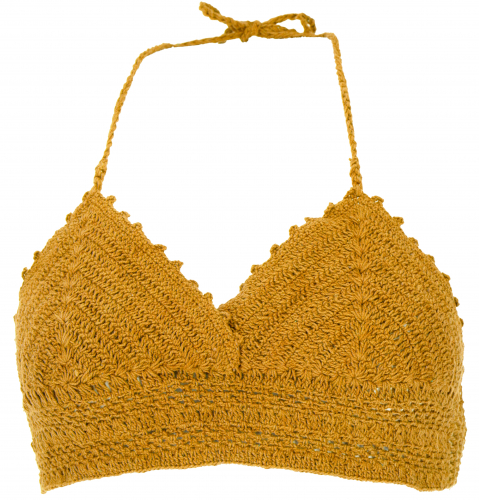 Crochet top, bikini top, beach top, hippie bra - mustard