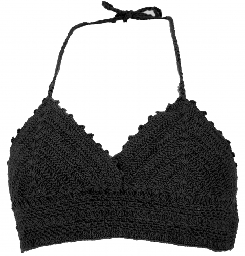Crochet top, bikini top, beach top, hippie bra - black
