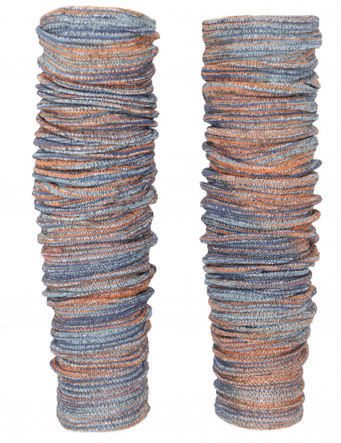 Lange Beinstulpen aus Baumwolle, Baumwollstrick Ethnostulpen - blau/orange - 90 cm
