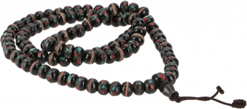 Tibetan mala with decorated beads, mala made of yackhorn (prayer chain) - model 32 - 70 cm