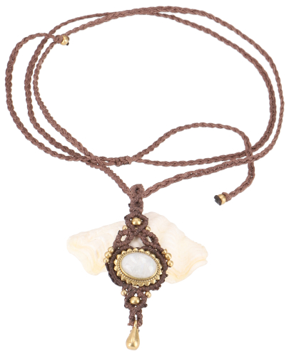 Boho macram necklace, unique elf jewelry, festival jewelry, boho choker - moonstone/brown