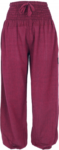 Muck pants, Aladdin pants with wide waistband - wine red