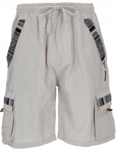 Ethno yoga shorts in goastyle - light gray