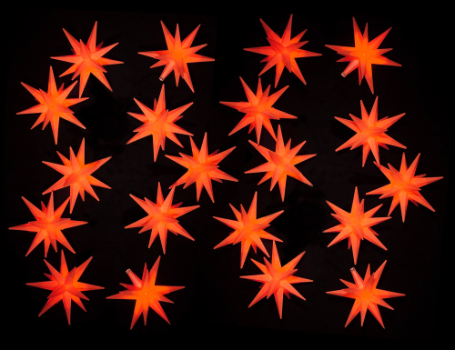 Sternenkette, Lichterkette mit 20x LED Adventsstern, Auenstern, Weihnachtsstern  12 cm, Lnge 18m, mit Timer - rot