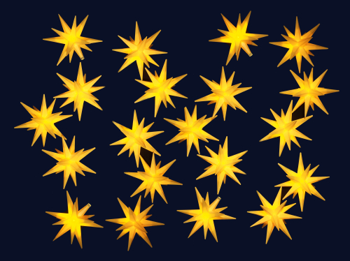 Star chain, fairy lights with 20x LED advent star, outdoor star, Christmas star  12 cm, length 18m, with timer - yellow