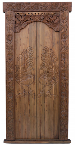 Artfully carved teak door - 225x109x7 cm 