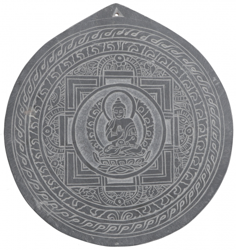 Tibetan stone image, slate relief - Buddha 3 - 20x20x0,7 cm  20 cm