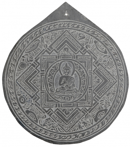 Tibetan stone image, slate relief - Buddha 4 - 20x20x0,7 cm  20 cm