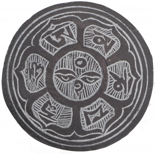 Fridge magnet/Tibetan stone picture, relief made of slate - motif 2 - 5,5x5,5x0,7 cm 
