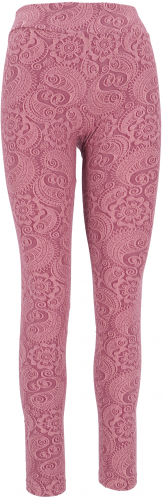 Jacquard yoga pants, yoga paisley leggings organic cotton - antique pink