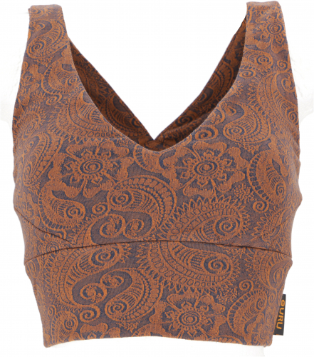 Belly top, bra top, yoga top made from organic cotton - caramel