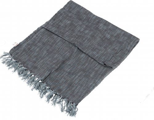 Soft woven cotton blanket with fringes - dove blue/black - 100x170x0,2 cm 