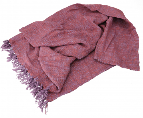 Soft woven cotton blanket with fringes - red/purple - 105x170x0,2 cm 