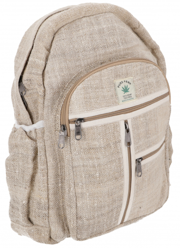 Ethno hemp backpack, large hemp backpack - natural - 45x30x20 cm 
