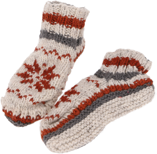 Wollhausschuhe 37/39, handgestrickte Hippie H�ttenschuhe - Modell 10