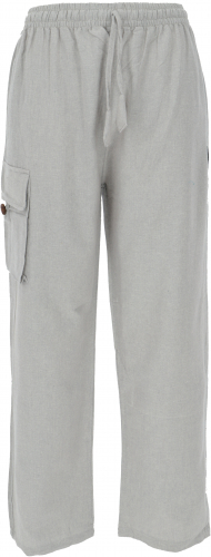 Yoga pants, Goa cotton pants with patch pocket - light gray