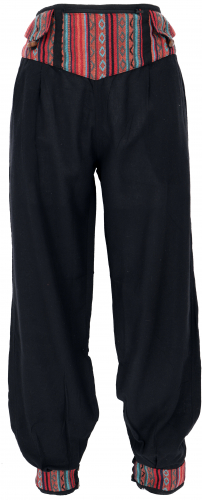Muck pants, pluderhose with wide waistband and belly pocket - black