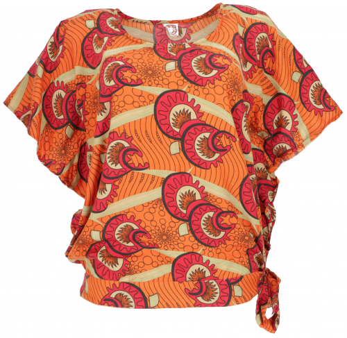 Loose summer blouse with African print, airy viscose blouse boho blouse - orange