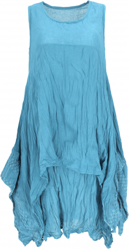 Boho crinkle dress, layered dress, midi dress, summer dress for strong women, beach dress - light blue