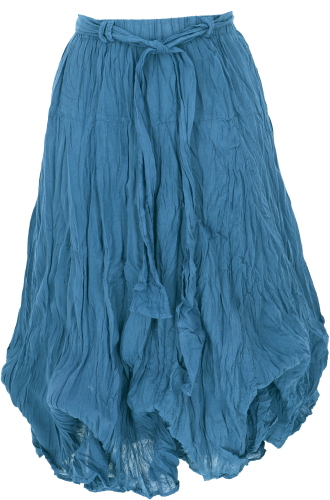 Boho crinkle skirt, maxi skirt, flamenco skirt to gather, balloon skirt - blue