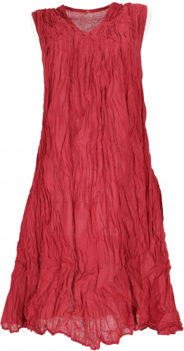 Boho crinkle dress, airy summer dress in crash look, beach dress - red