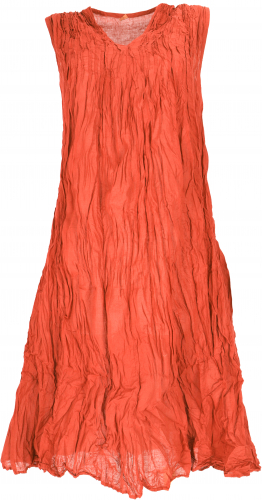Boho crinkle dress, airy summer dress in crash look, beach dress - orange