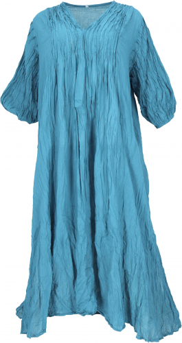 Boho maxi dress, airy long summer dress for strong women in crash look - light blue