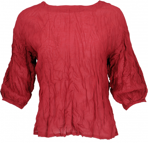 Boho crinkle blouse, blouse shirt, crinkle blouse top - red