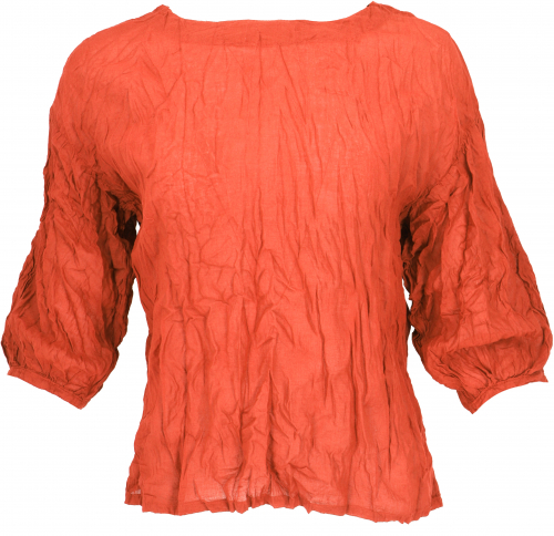Boho crinkle blouse, blouse shirt, crinkle blouse top - orange