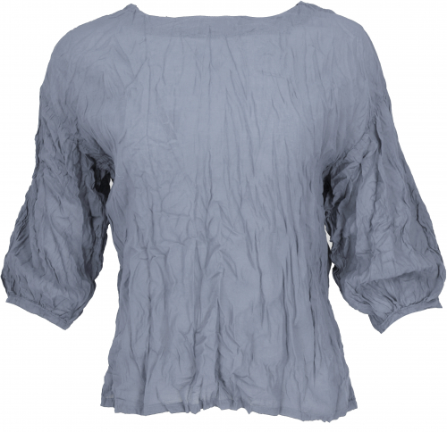 Boho crinkle blouse, blouse shirt, crinkle blouse top - dove gray