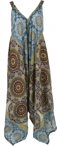 Boho Jumpsuit, Mandala Sommer Overall, oversize Strand Hosenkleid - trkisblau