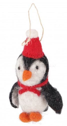 Weihnachtsschmuck, Filzdekoration, handgemachte Tiere aus Filz, Weihnachtsbaum Baumbehang - Pinguin - 10x4x4 cm 