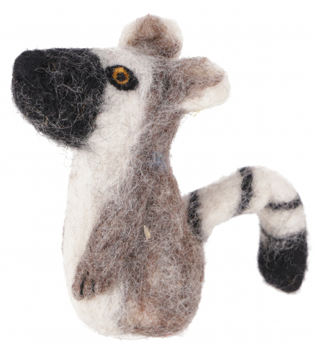Handmade felt finger puppet - lemur - 9x4x3 cm 